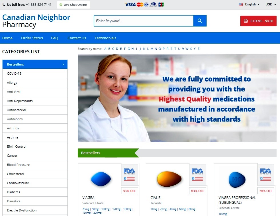 Canadian Neighbor Pharmacy website